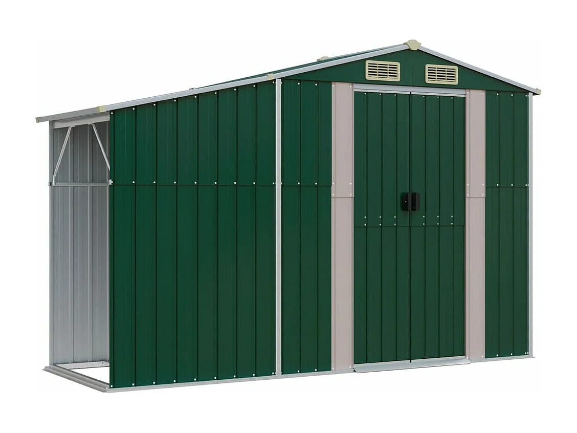 Casetta da giardino verde 277x93x179 cm in acciaio zincato