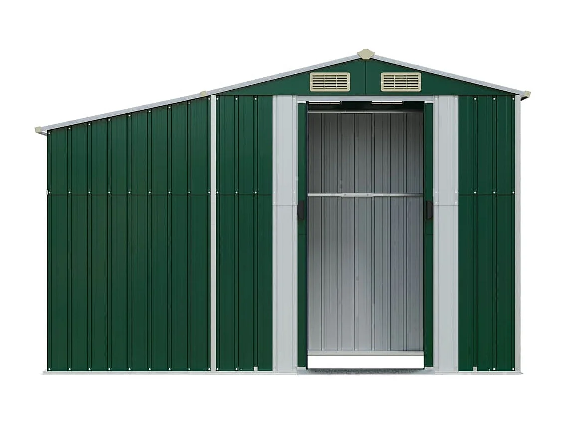 Casetta da giardino verde 277x93x179 cm in acciaio zincato