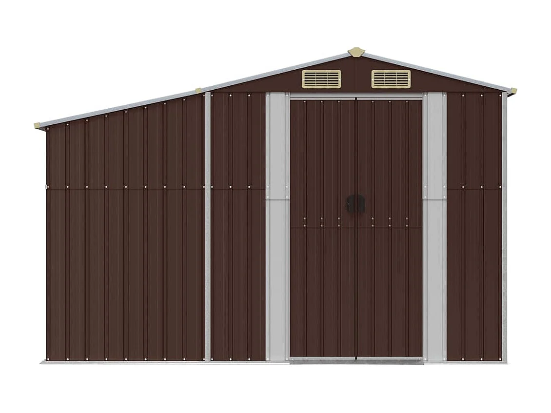 Casetta da giardino marrone 277x365,5x179 cm in acciaio zincato