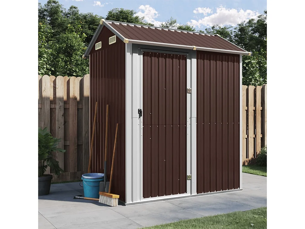 Casetta da giardino marrone 192x152,5x237 cm in acciaio zincato
