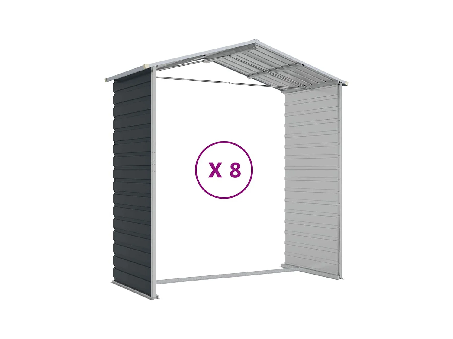 Abri de jardin anthracite 191x725x198 cm acier galvanisé