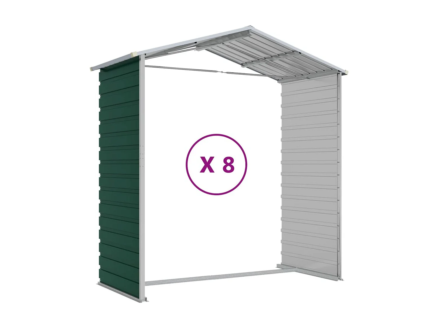 Galpão de jardim verde 191x725x198 cm aço galvanizado