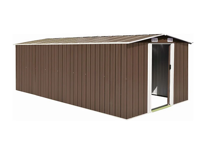 Casetta da giardino 257x489x181 cm Metallo Marrone
