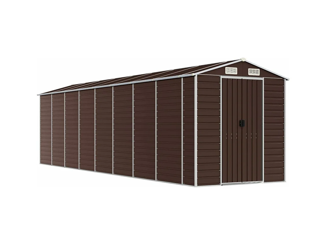 Abri de jardin marron 191x725x198 cm acier galvanisé