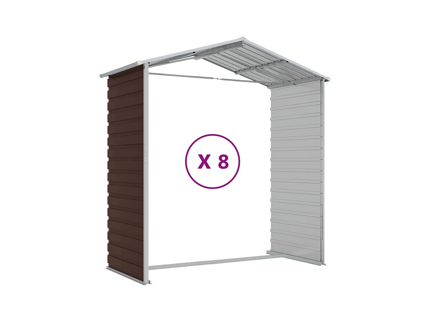 Abri de jardin marron 191x725x198 cm acier galvanisé