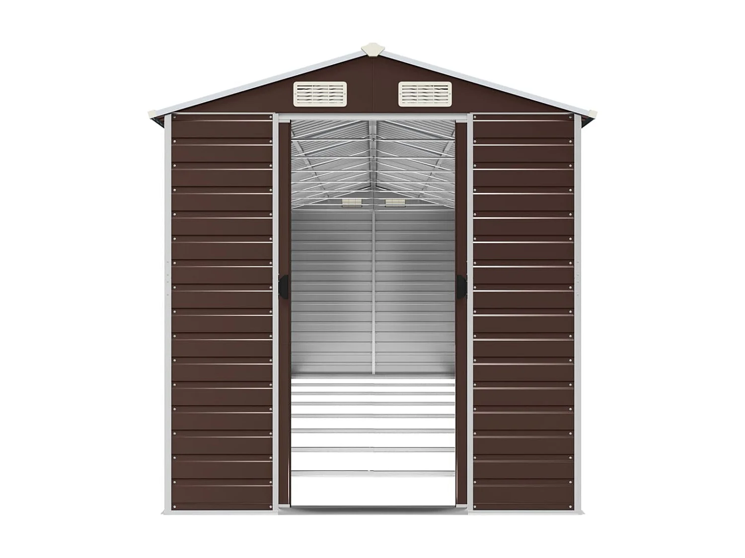 Casetta da giardino marrone 191x725x198 cm in acciaio zincato