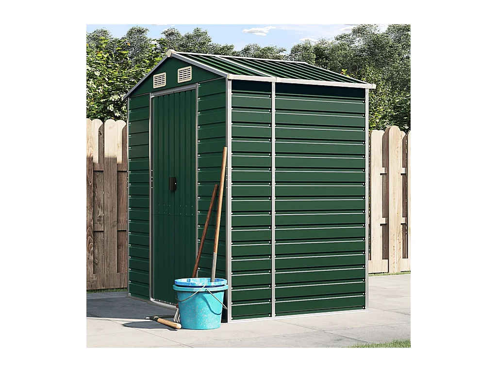 Abri de jardin vert 191x130x198 cm acier galvanisé