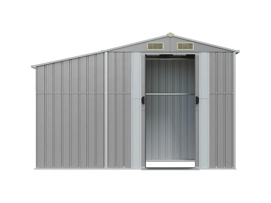 Abri de jardin gris 277x93x179 cm acier galvanisé