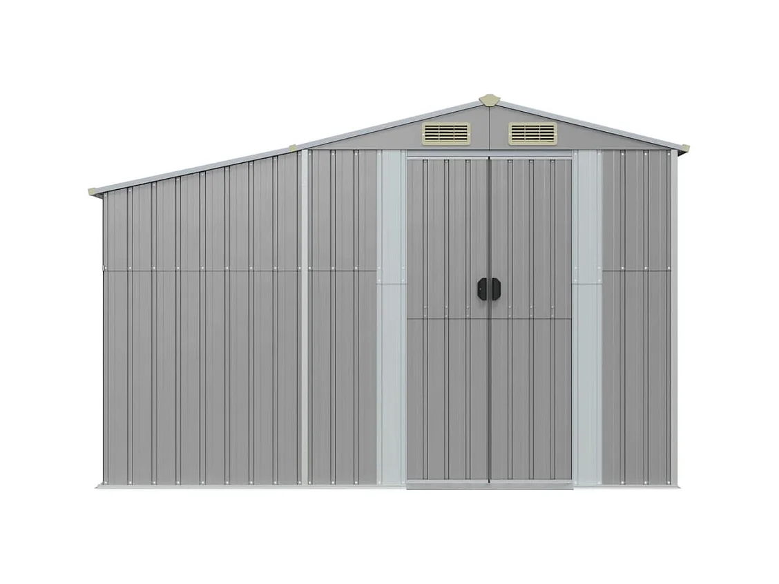 Abri de jardin gris 277x93x179 cm acier galvanisé