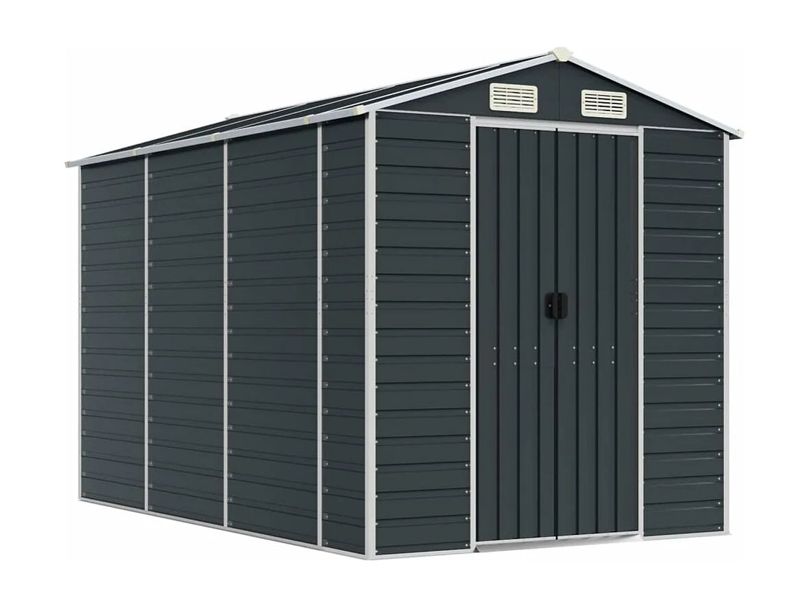Casetta da giardino antracite 191x300x198 cm in acciaio zincato