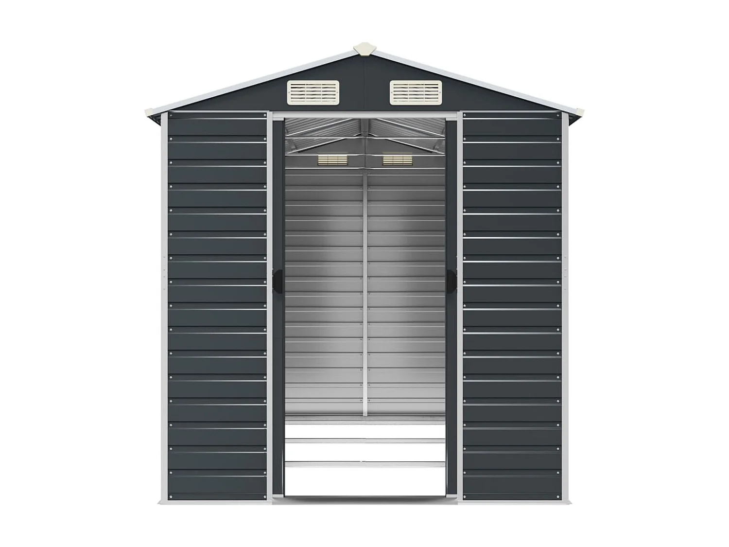 Casetta da giardino antracite 191x300x198 cm in acciaio zincato