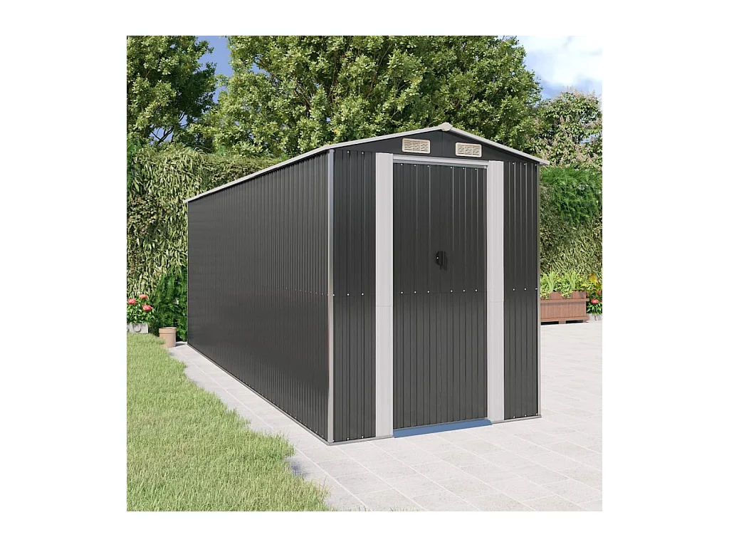 Abri de jardin Anthracite 192x523x223 cm Acier galvanisé