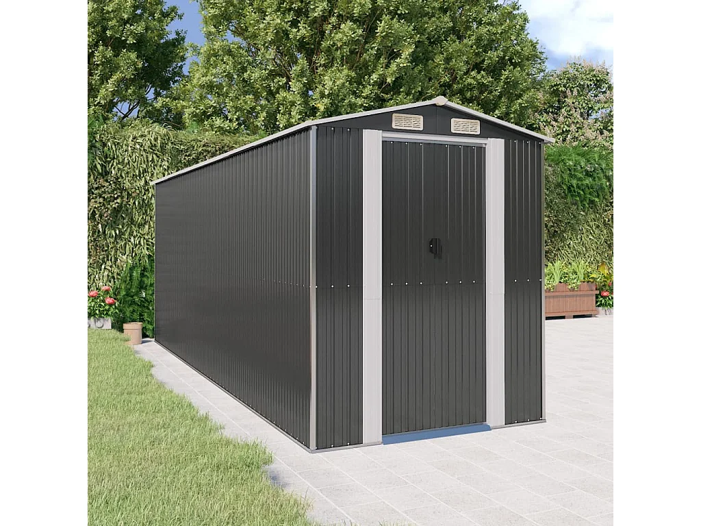 Casetta da giardino Antracite 192x523x223 cm Acciaio zincato