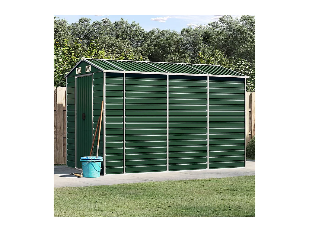 Casetta da giardino verde 191x300x198 cm in acciaio zincato
