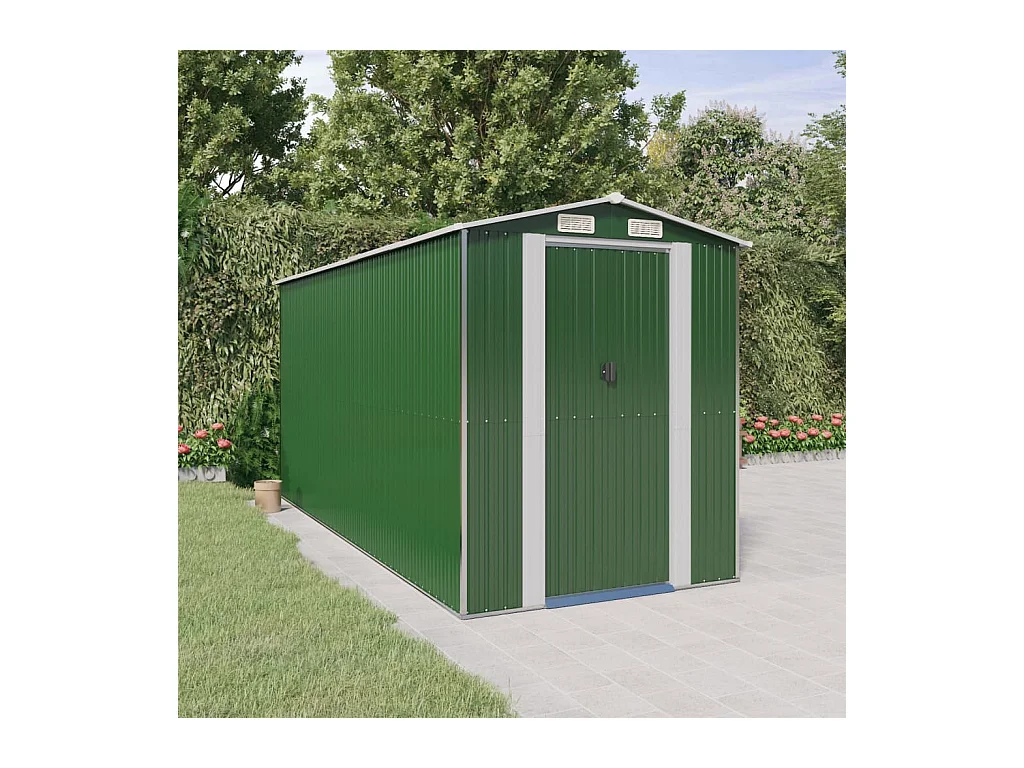 Abri de jardin Vert 192x440x223 cm Acier galvanisé