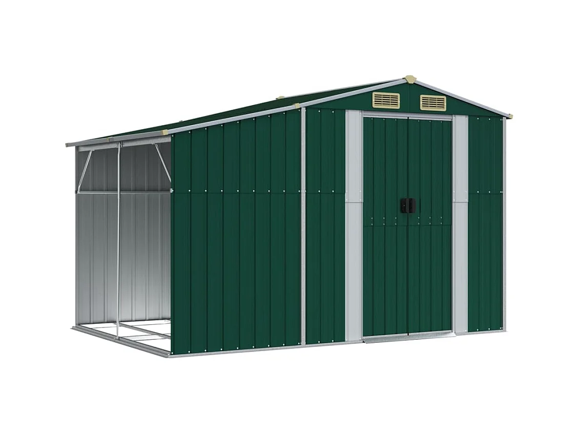 Casetta da giardino verde 277x192,5x179 cm in acciaio zincato