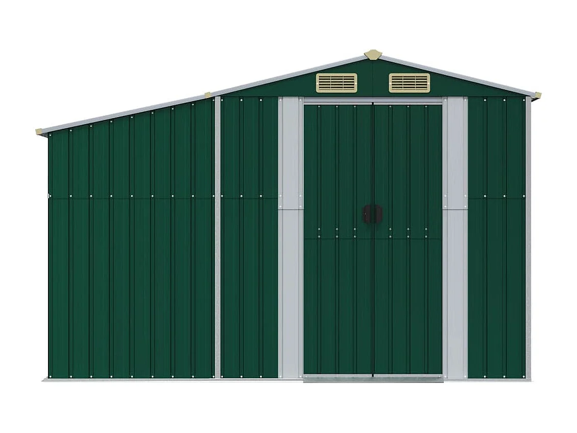 Casetta da giardino verde 277x192,5x179 cm in acciaio zincato