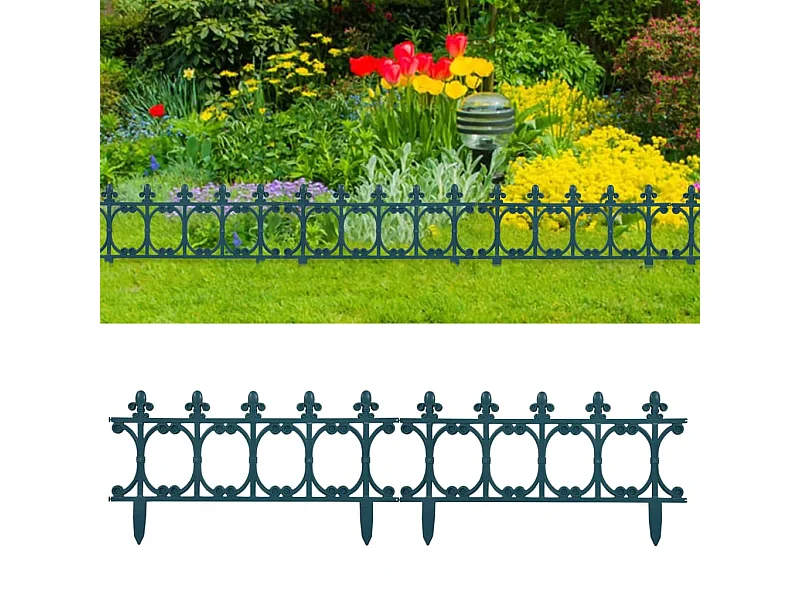 Bordures de jardin 16 pcs Vert 10 m PP