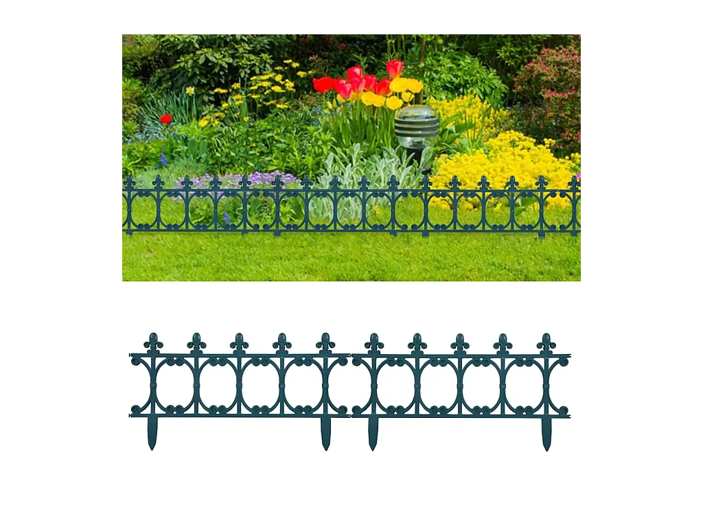 Bordures de jardin 16 pcs Vert 10 m PP