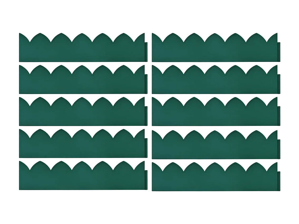 Bordures de jardin 10 pcs Vert 65x15 cm PP