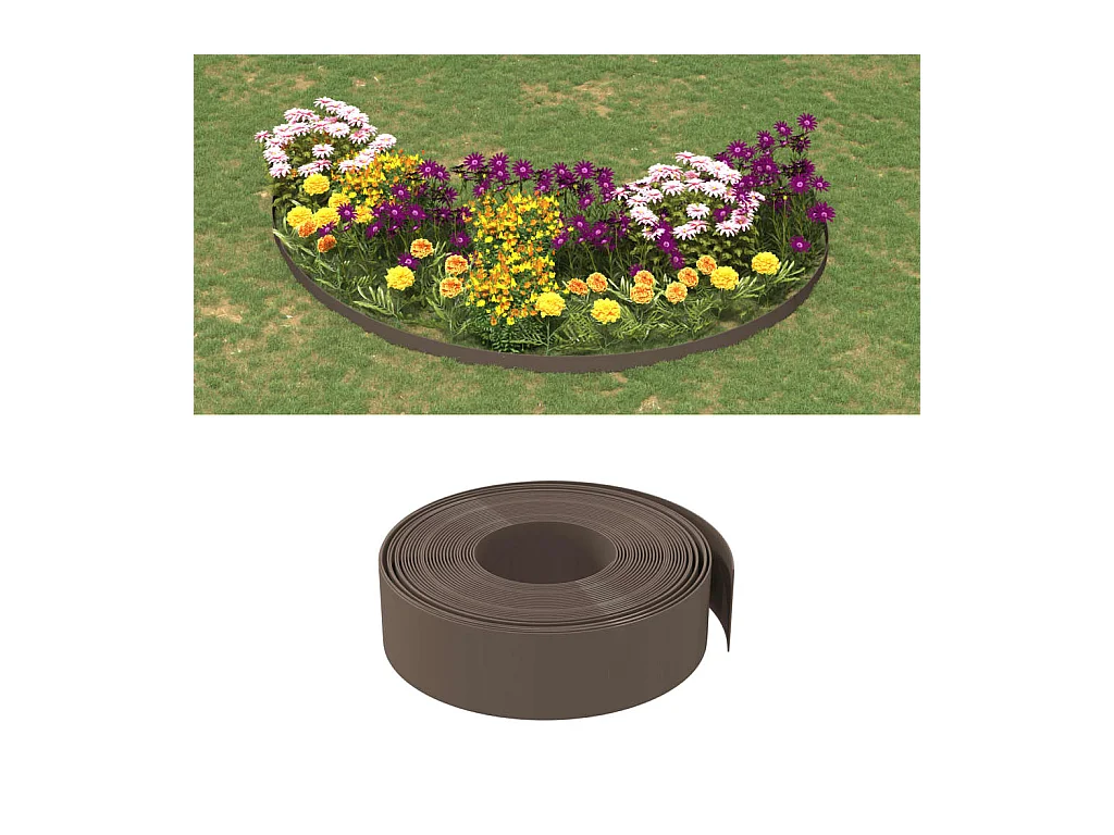 Bordure de jardin marron 10 m 15 cm polyéthylène
