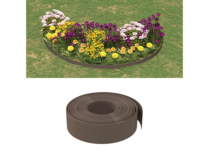 Bordura da giardino marrone 10 m 15 cm polietilene