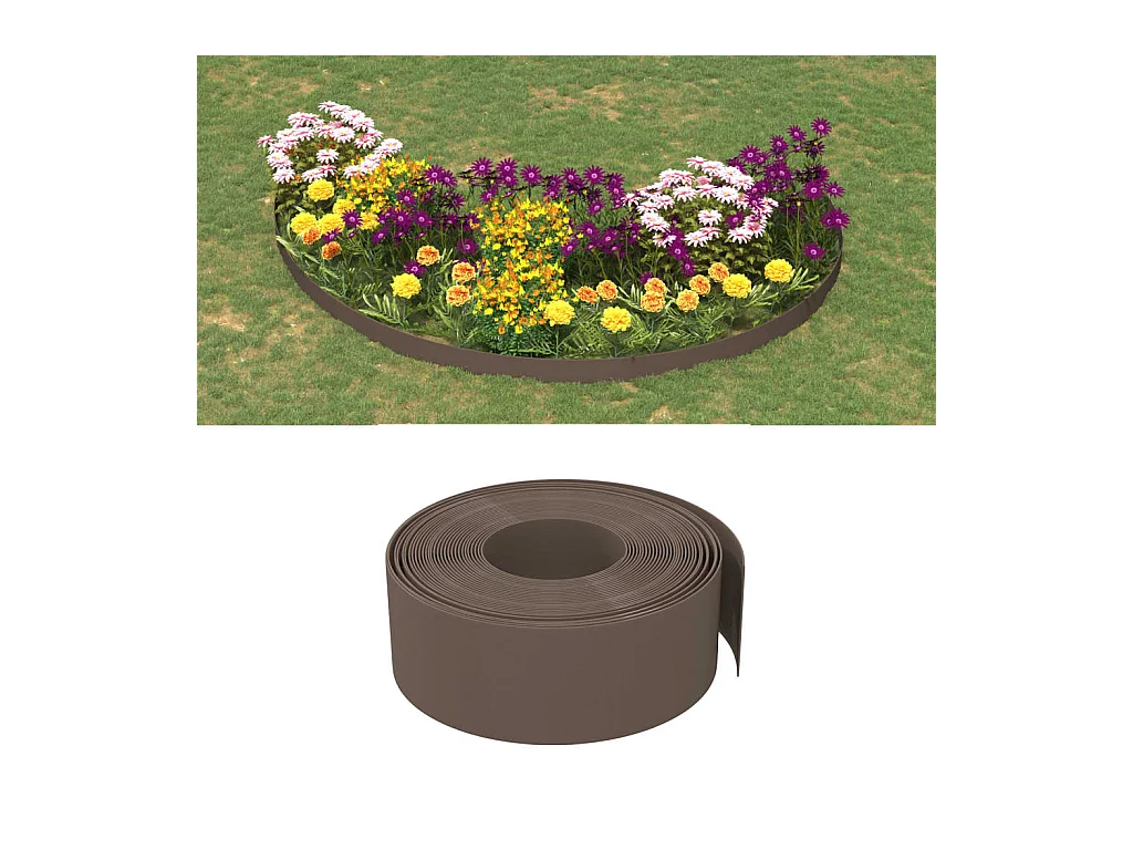 Bordure de jardin marron 10 m 20 cm polyéthylène