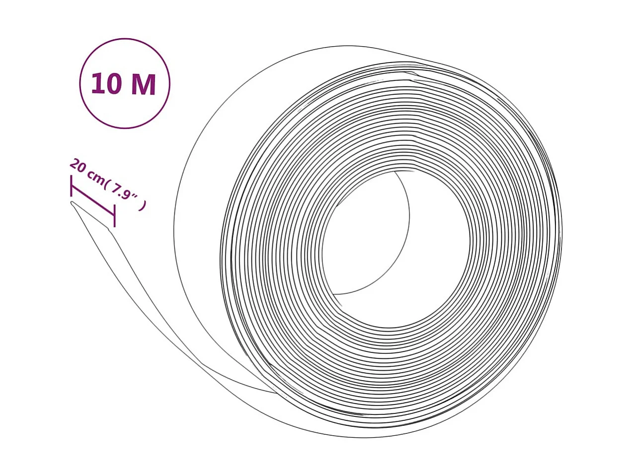 Bordure de jardin marron 10 m 20 cm polyéthylène