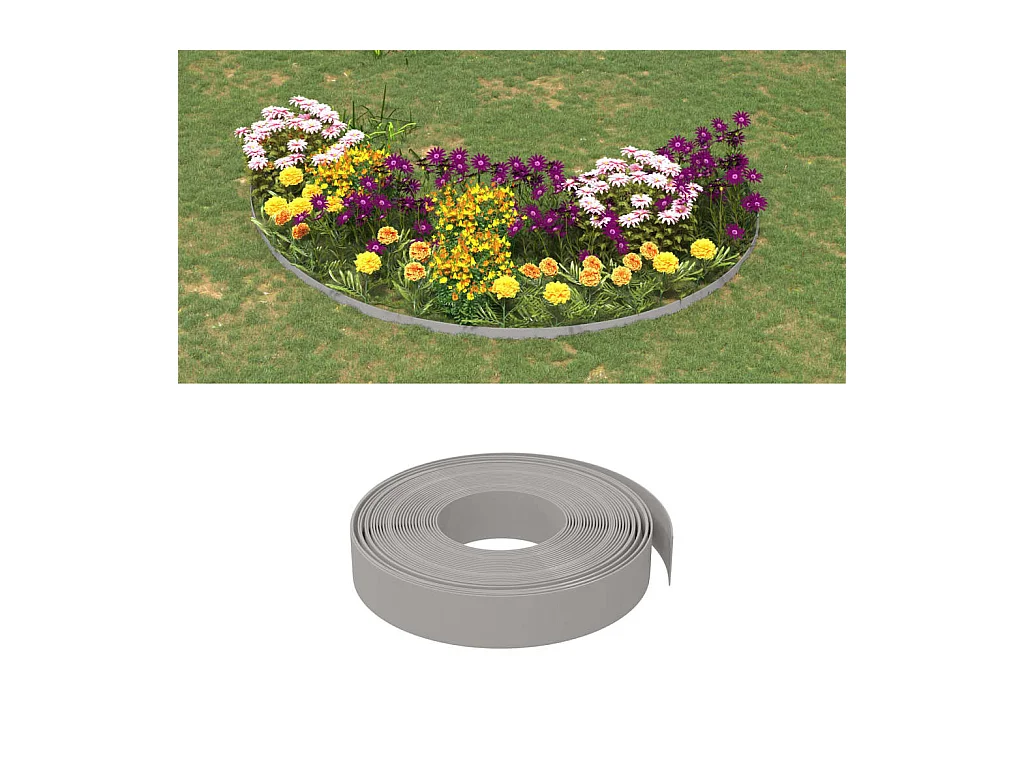 Bordure de jardin Gris 10 m 10 cm polyéthylène