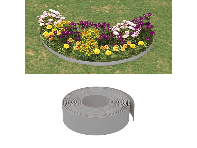 Bordure de jardin gris 10 m 15 cm polyéthylène