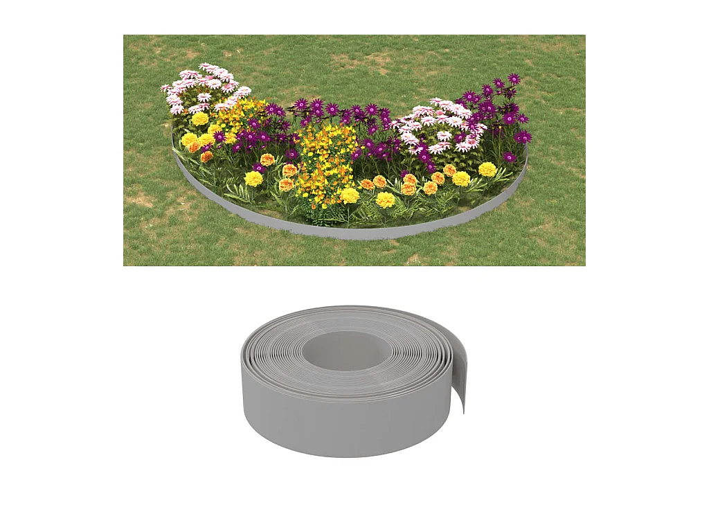 Bordure de jardin gris 10 m 15 cm polyéthylène