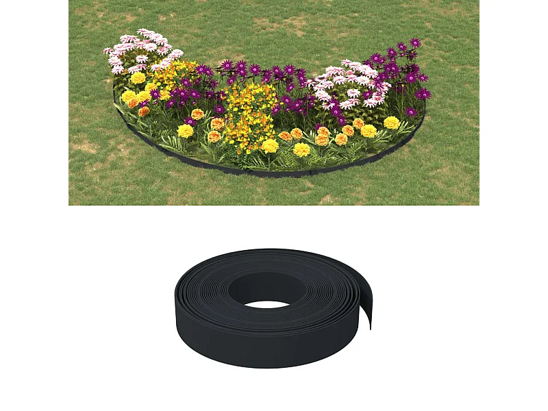 Bordure de jardin noir 10 m 10 cm polyéthylène