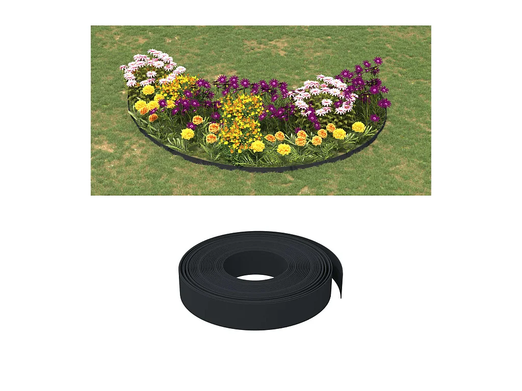 Bordura da giardino nera 10 m 10 cm polietilene
