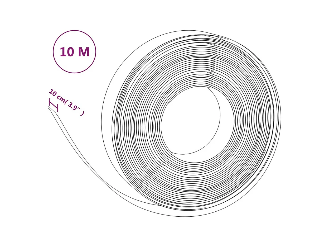 Bordura da giardino nera 10 m 10 cm polietilene