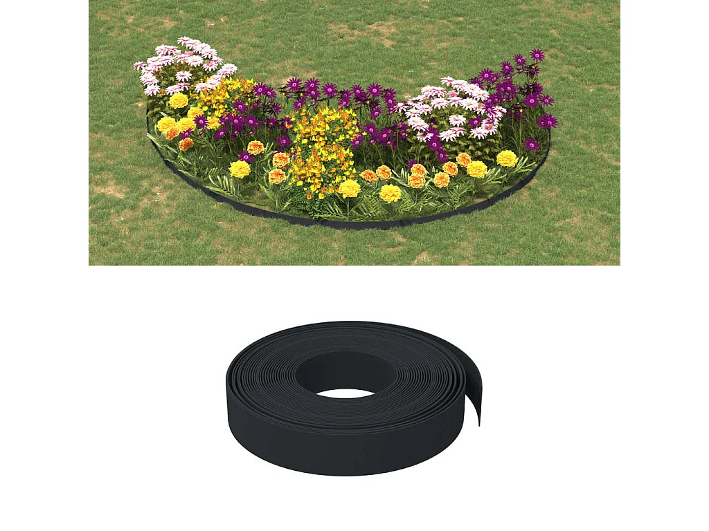 Bordure de jardin noir 10 m 10 cm polyéthylène