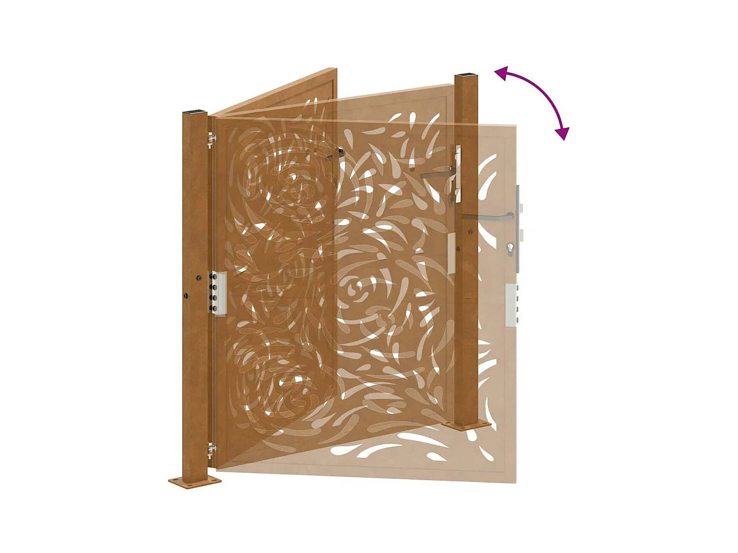 Porte jardin acier résistant aux intempéries conception flamme