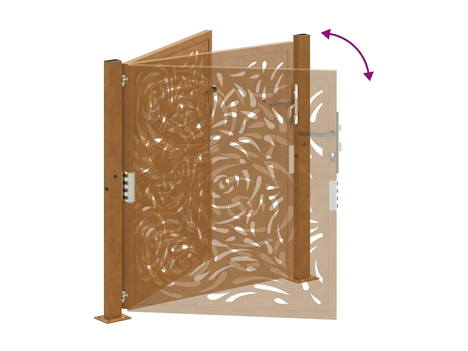 Porte jardin acier résistant aux intempéries conception flamme