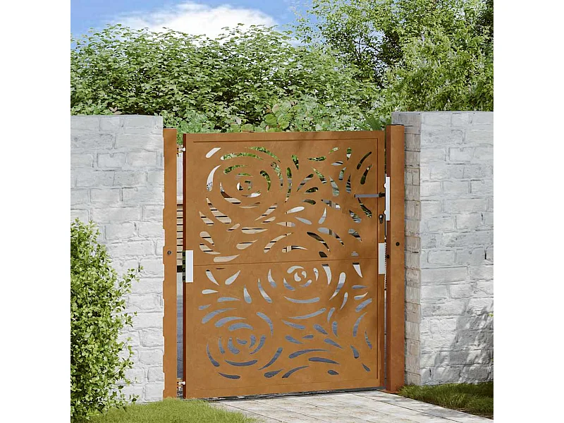 Porte jardin acier résistant aux intempéries conception flamme