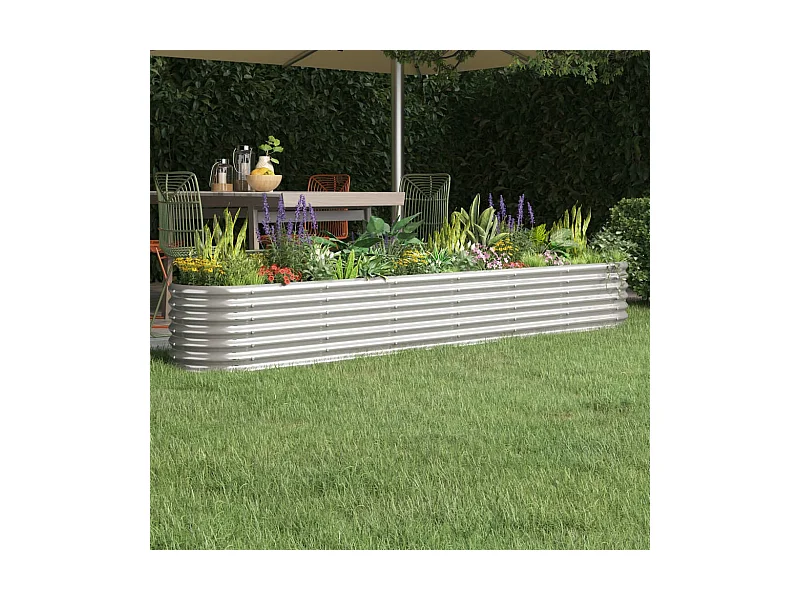 Hochbeet aus pulverbeschichtetem Stahl, Silber