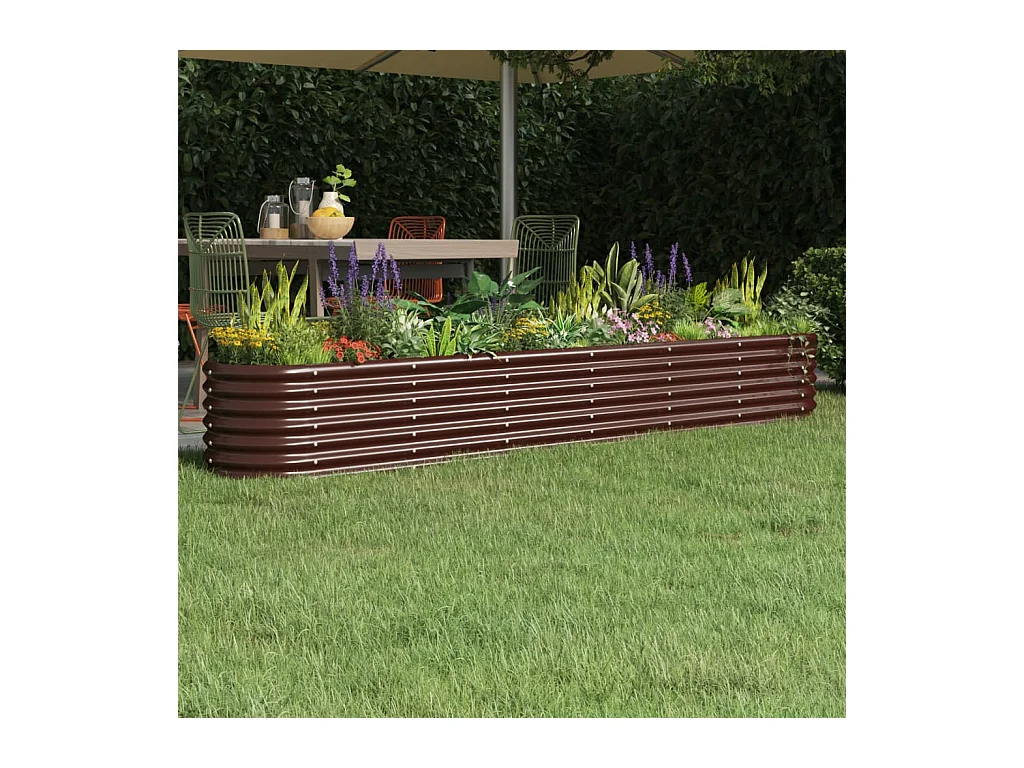 Lit surélevé de jardin Acier enduit de poudre marron