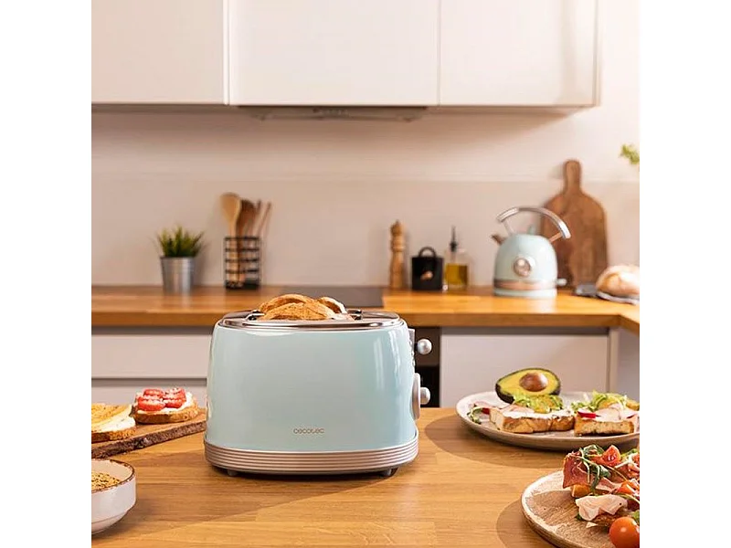 Tostadora vertical Cecotec Toast&Taste 800 Vintage Light Blue 850W doble ranura azul