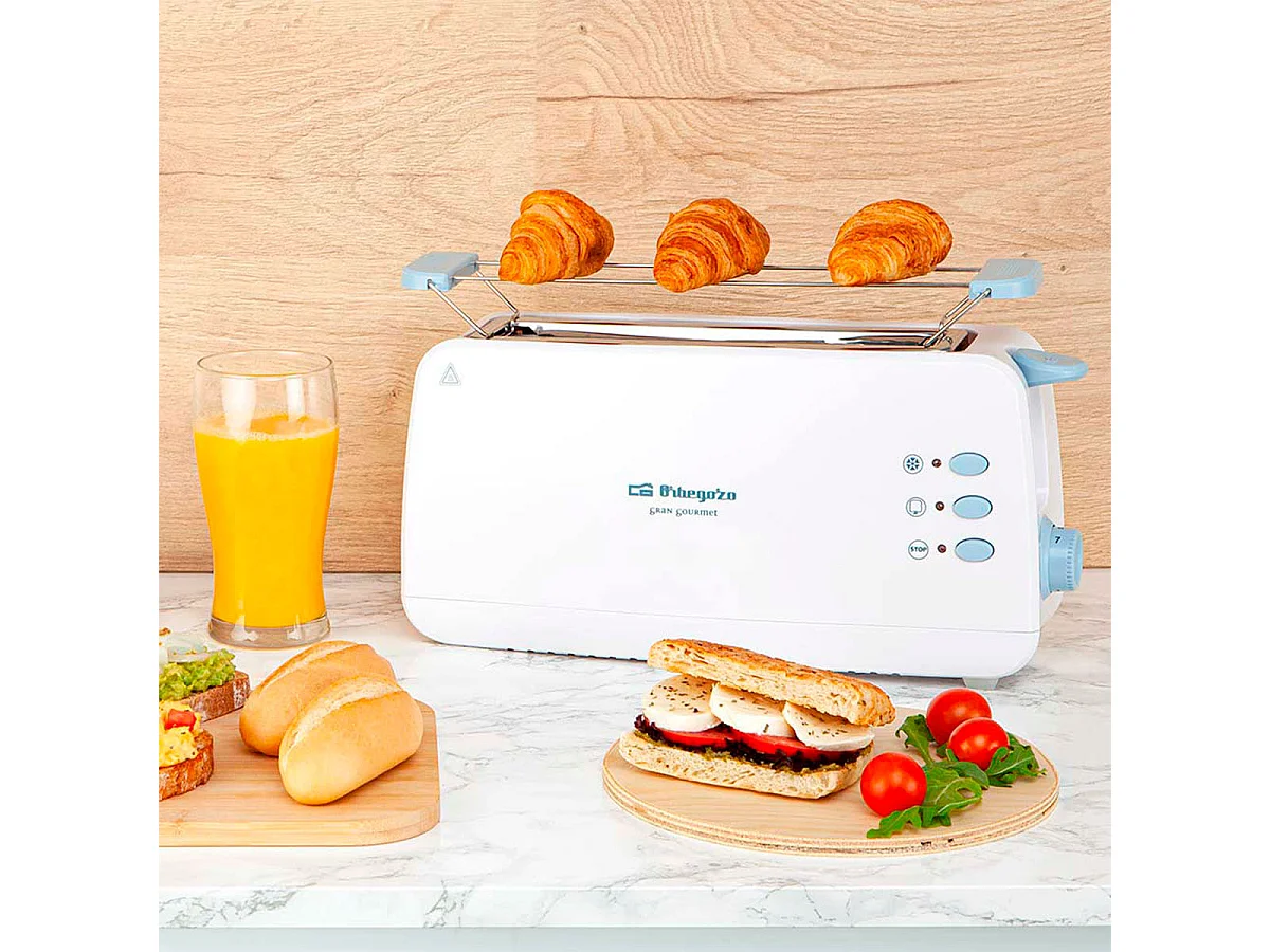 Tostador Orbegozo TO 4012 850W ranura extra ancha blanco