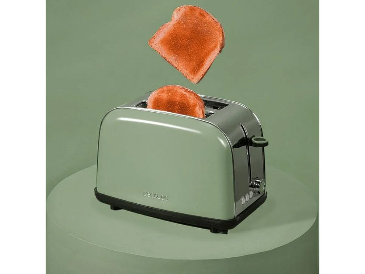 Tostador vertical Cecotec Toastin' Time 850W diseño vintage ranura corta  green