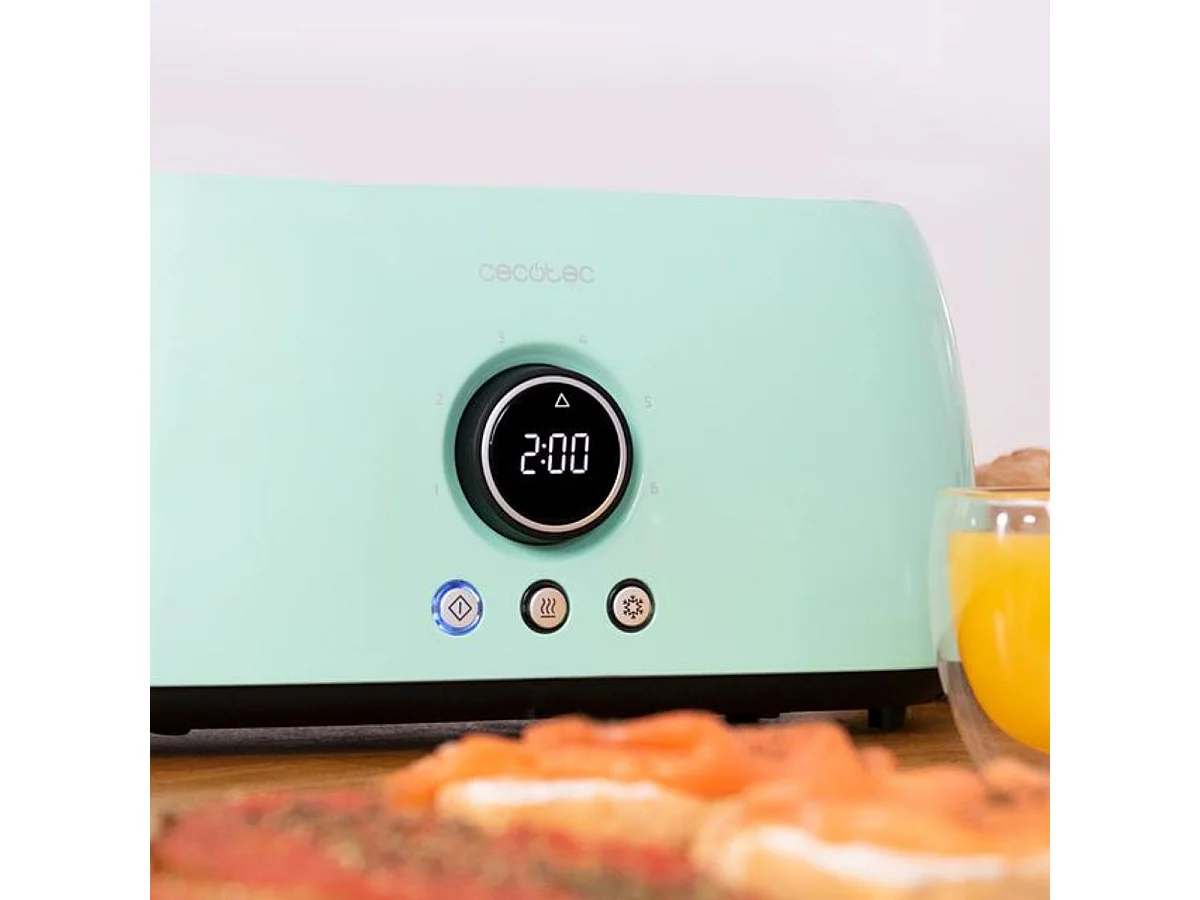 Tostador Cecotec ClassicToast 15000 Extra Double 1500W 4 rebanadas pantalla digital azul