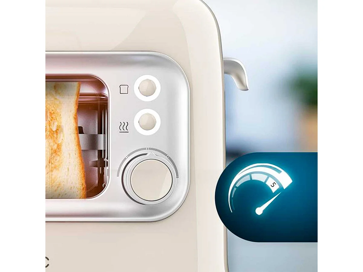 Tostador Cecotec RetroVision 700W diseño retro con ventana beige