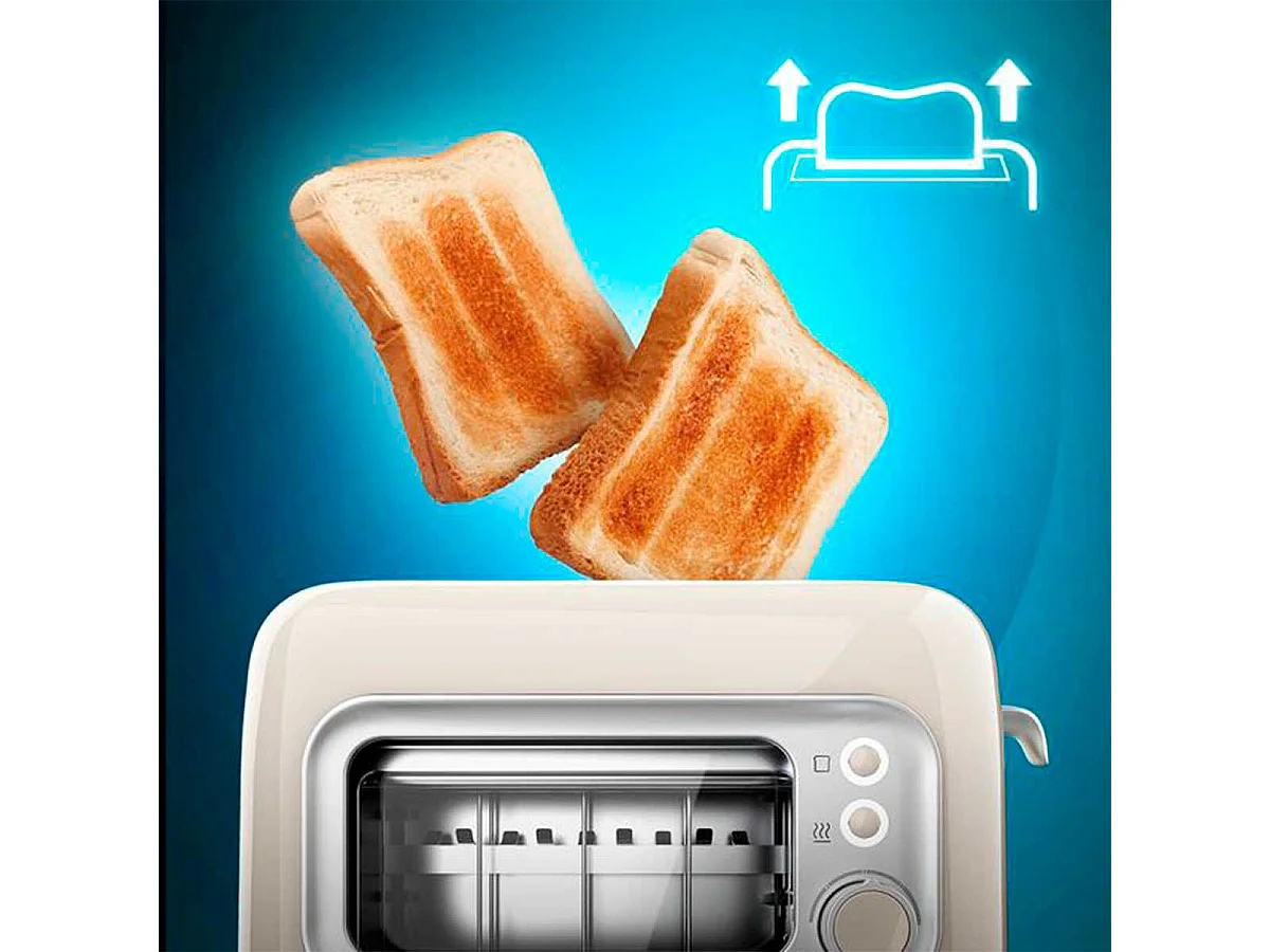 Tostador Cecotec RetroVision 700W diseño retro con ventana beige