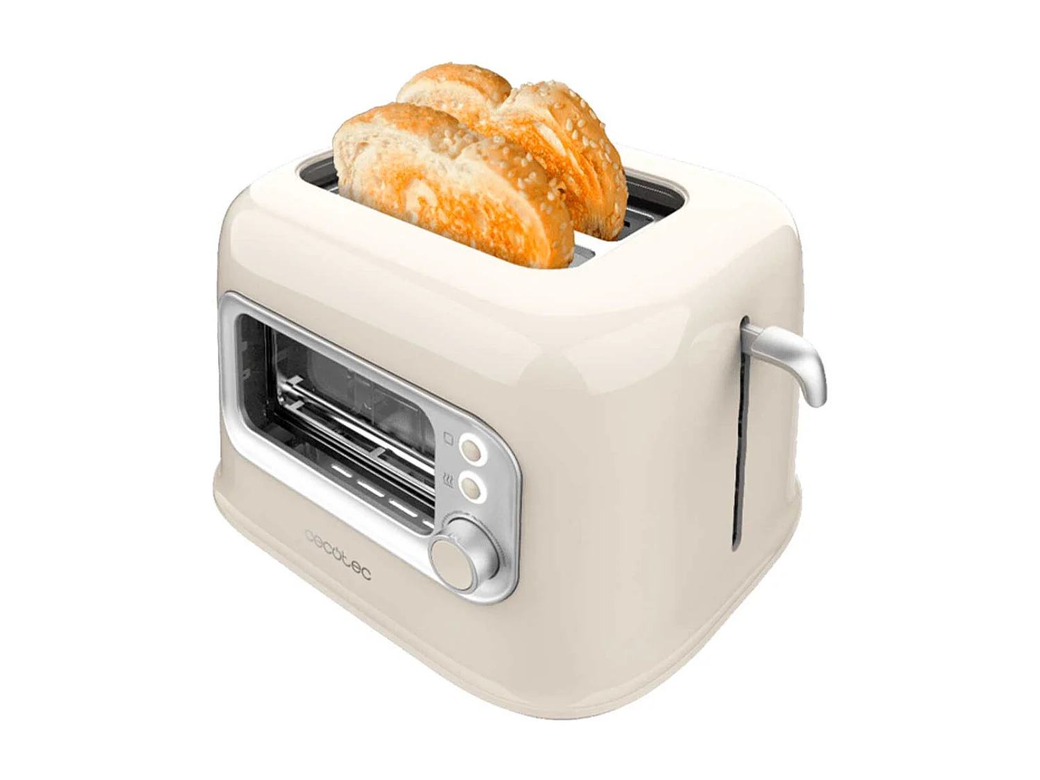 Tostador Cecotec RetroVision 700W diseño retro con ventana beige