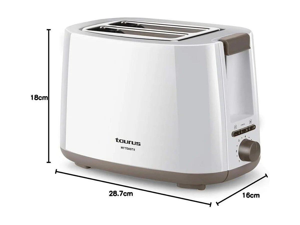 Tostador Taurus My Toast II 750W 2 ranuras 7 niveles blanco