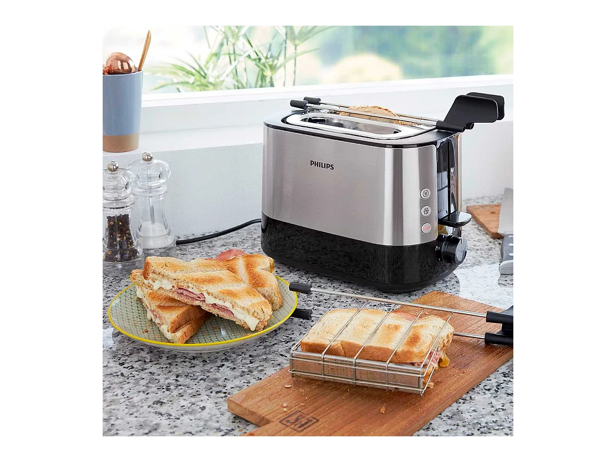 Tostador Philips HD2639/90 730W con rejilla para bollería inox