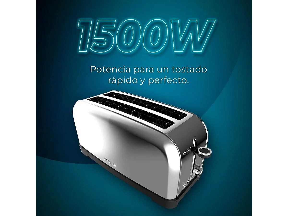Tostador Cecotec Toastin' time 1500 1500W 2 ranuras inox